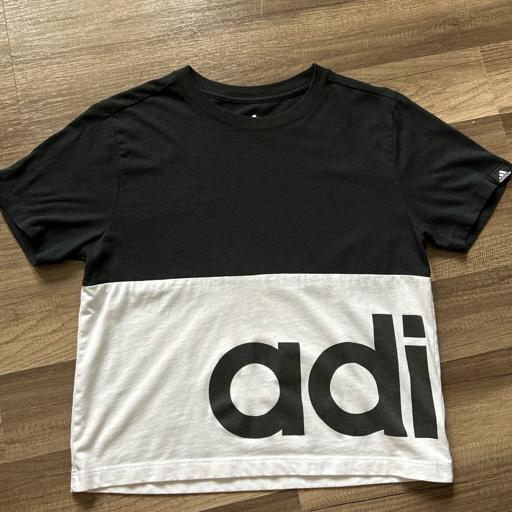 Adidas baggy slightly cropped tee shirt.